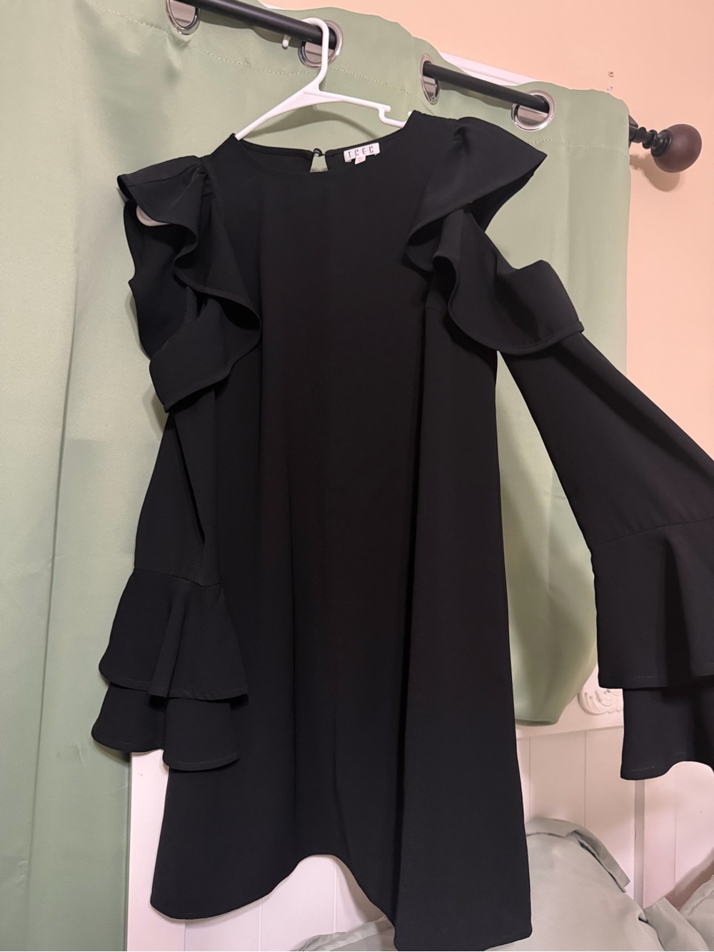 Black Ruffle Sleeve Women's Dress